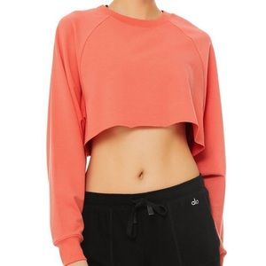 ALO Double Take Pull Over Crop Top Strawberry S